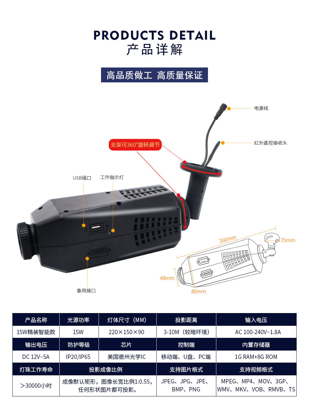 15W智能logo投射灯 智能款视频投影灯产品详细讲解