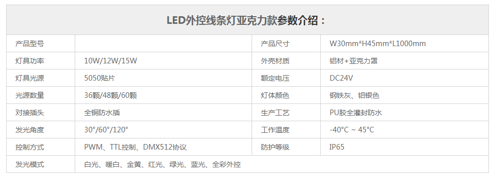 LED外控线条灯亚克力款 铝型材亚克力面盖