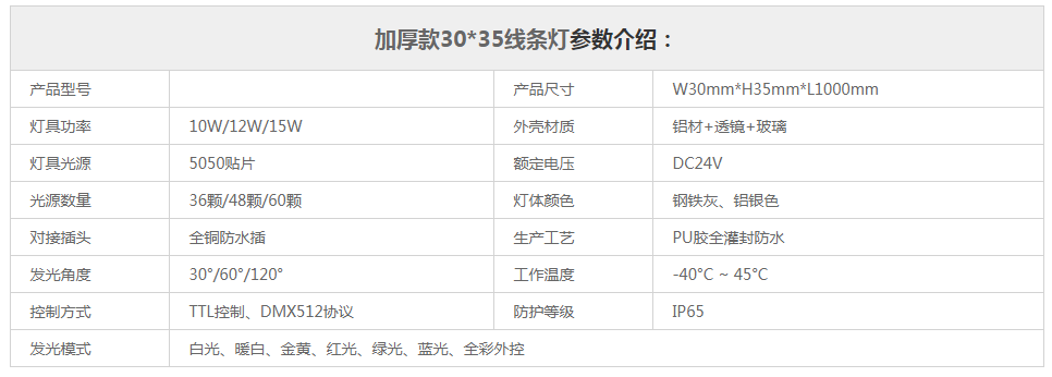 加厚款30*35线条灯 全彩外控LED线条灯