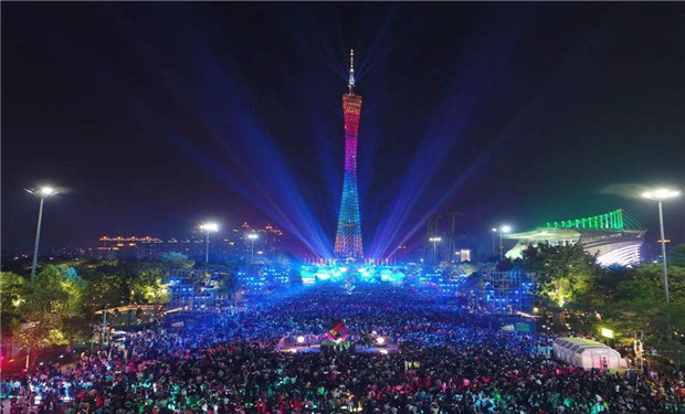 城市夜景灯光秀表演效果